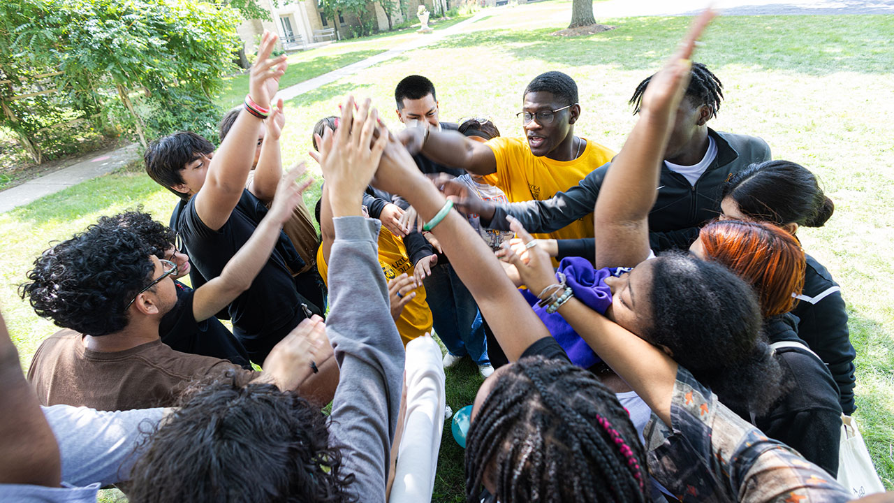Students engaged in community service