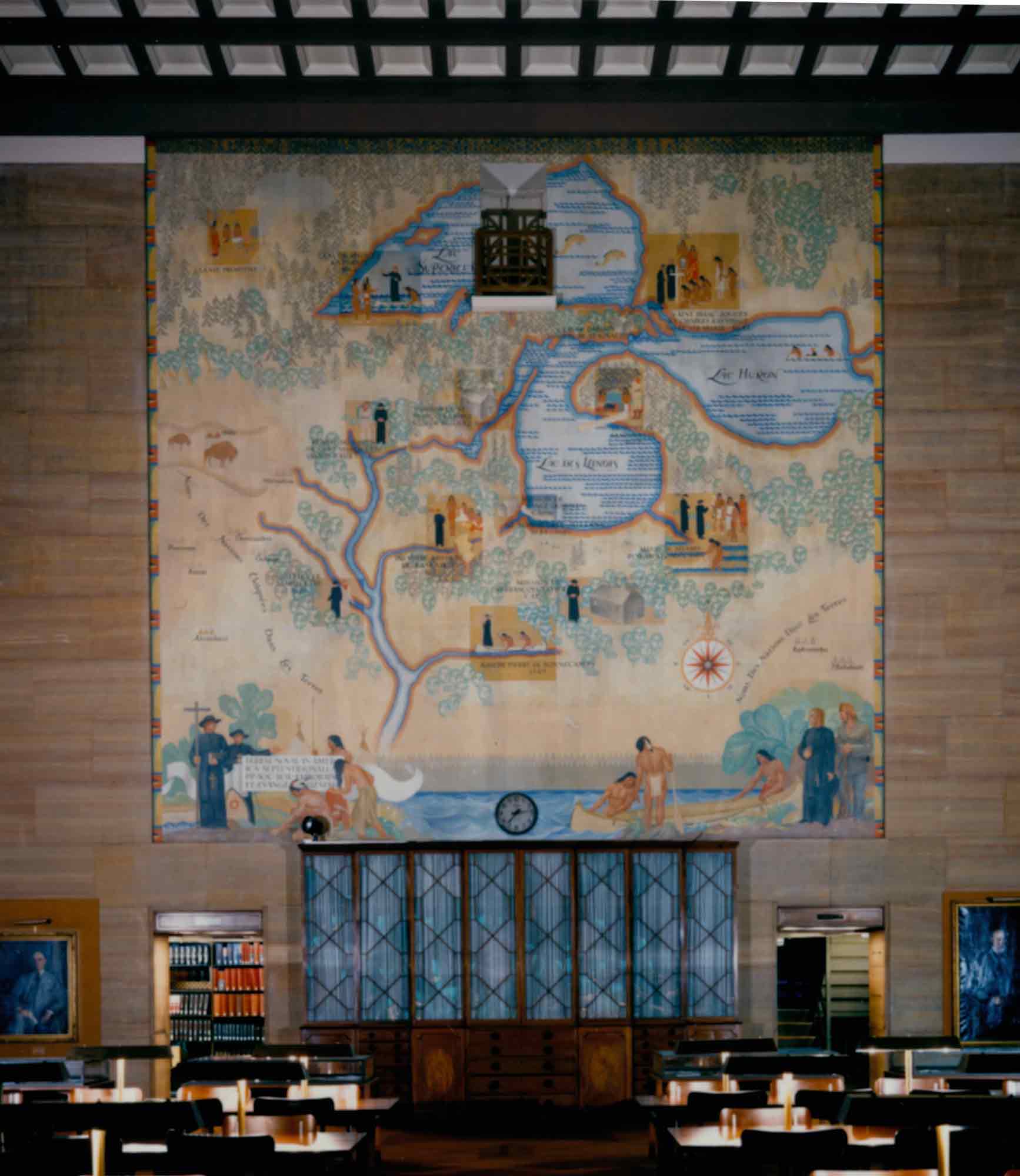 Mural in Cudahy Library reading room