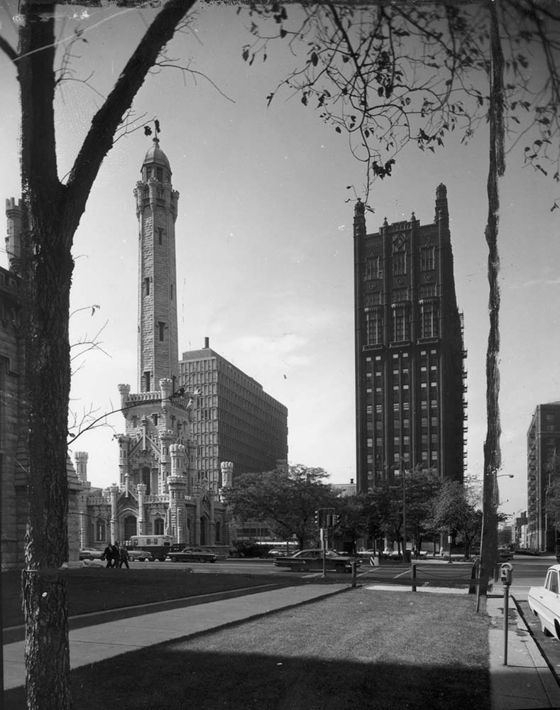 Lewis Towers and the historic Chicago water tower