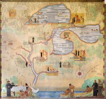 Mural in Cudahy Library reading room