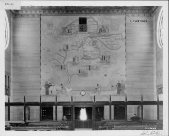 Mural in Cudahy Library reading room