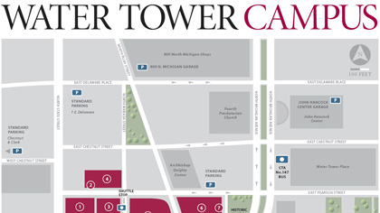 Map of Loyola University Chicago Water Tower Campus in downtown Chicago