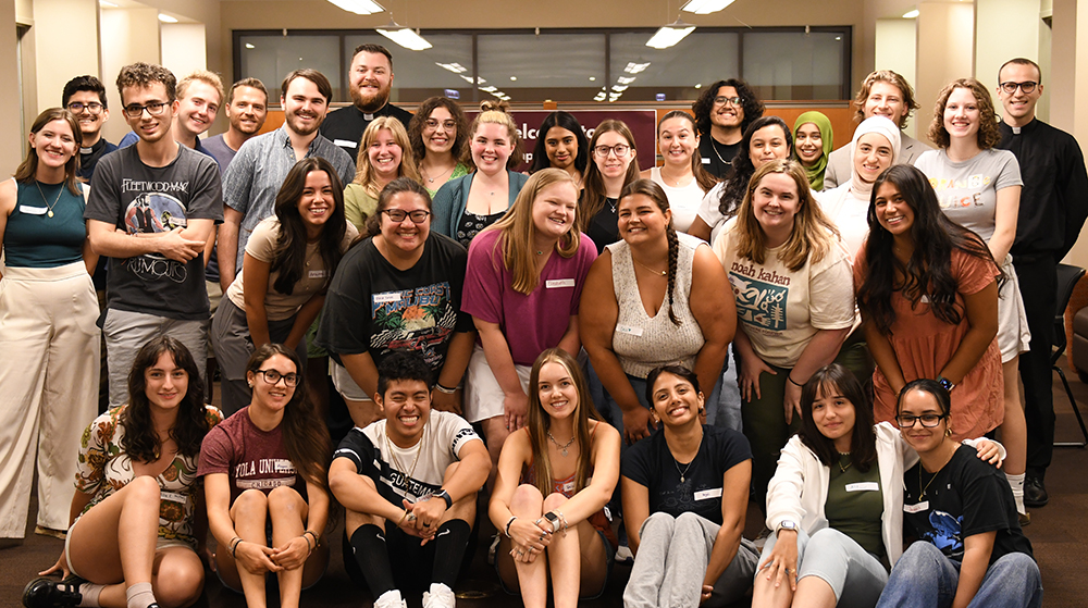a group of students smiling