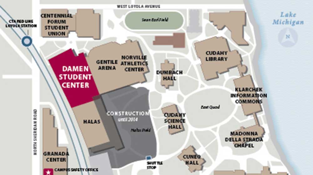 Map of Loyola University Chicago Lake Shore Campus