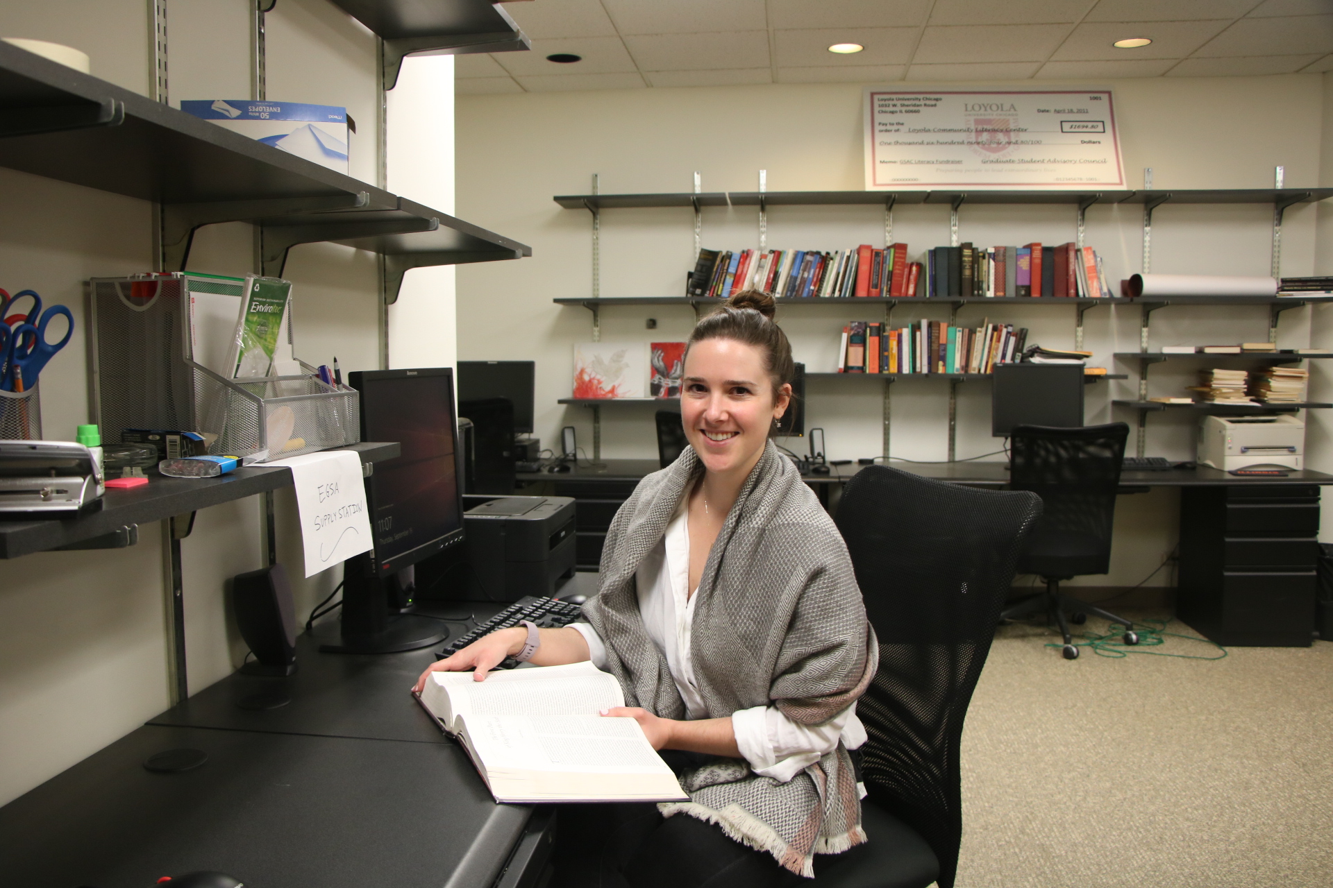 Student in graduate lounge