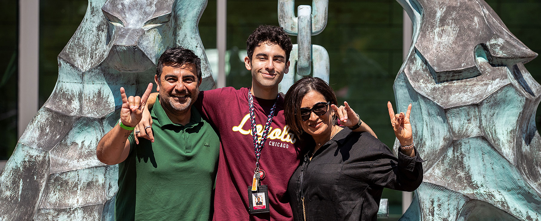 Family by Wolf statue