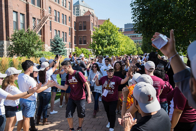 New students are welcomed on campus during convocation.