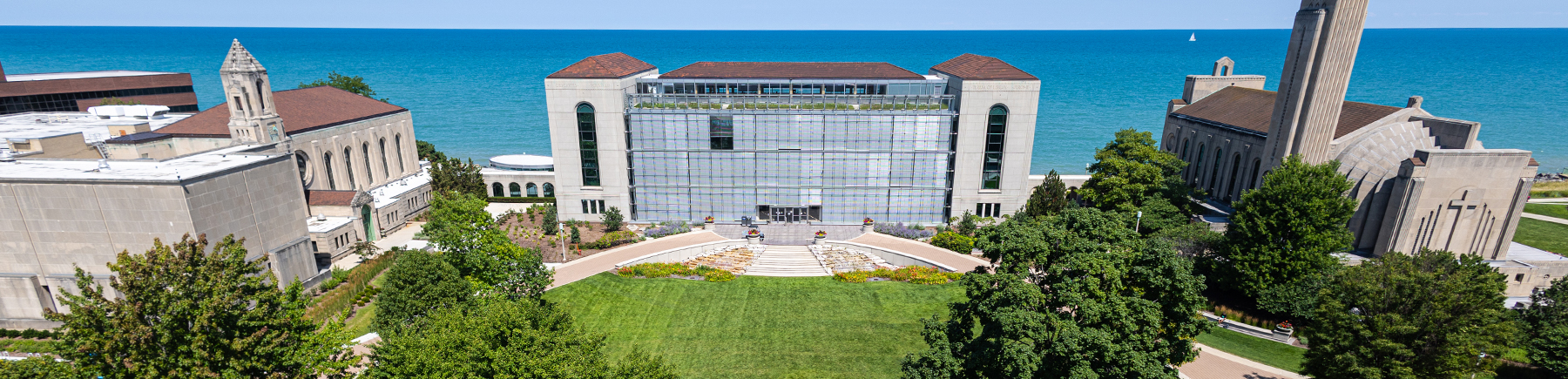 Loyola University Chicago's Lake Shore Campus view of the Information Commons.