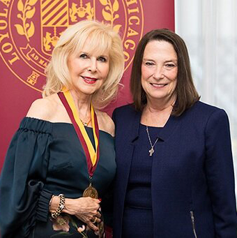 Gemma Cassaretto Allen-Nader, 2018 Spirit of Felice Award Recipient, with Margaret Faut Callahan, Provost and Chief Academic Officer of Loyola University Chicago.