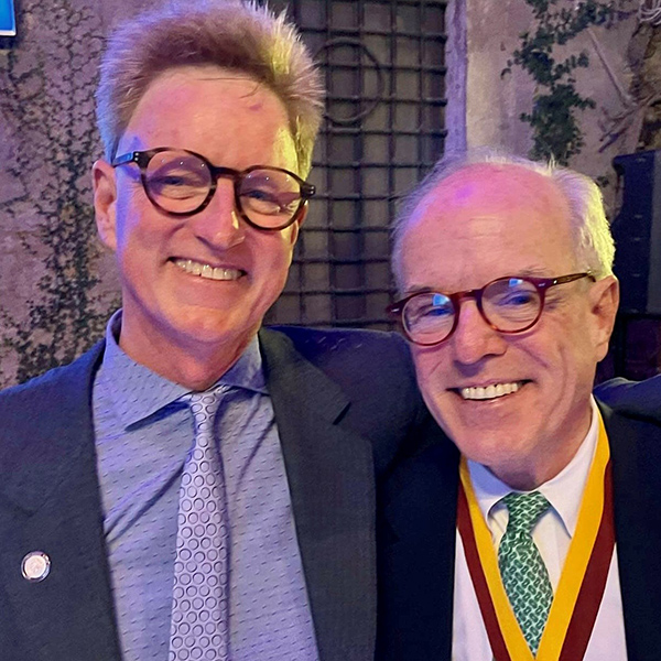 Dr Todd Waller, Director of the John Felice Rome Center, with 2022 Spirit of Felice Award recipient, Jack O Connell.