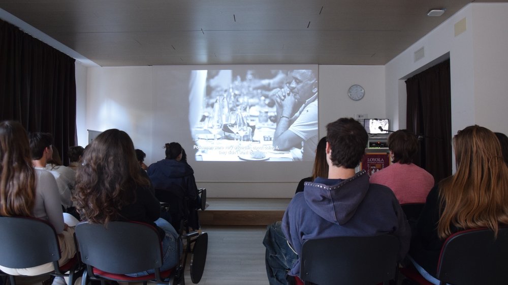Student watching the movie 
