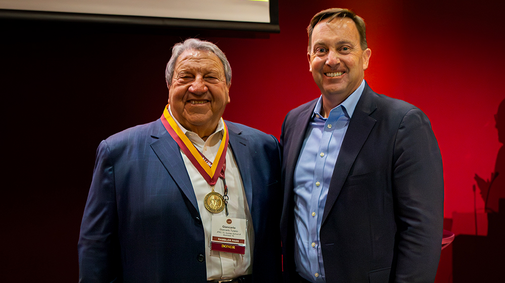 Giancarlo Turano, 2025 Spirit of Felice Award Winner, with President Reed.
