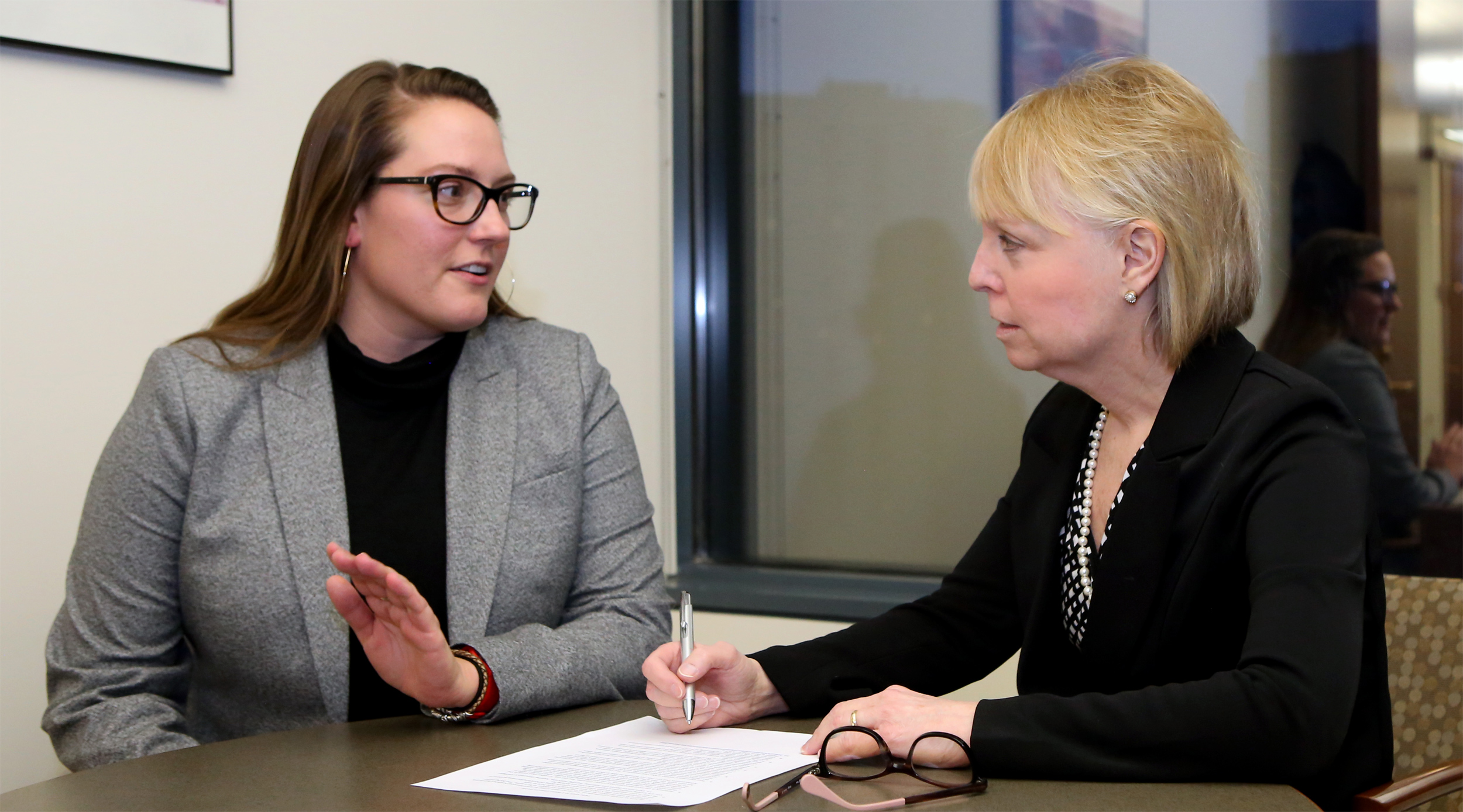 student and employer meeting