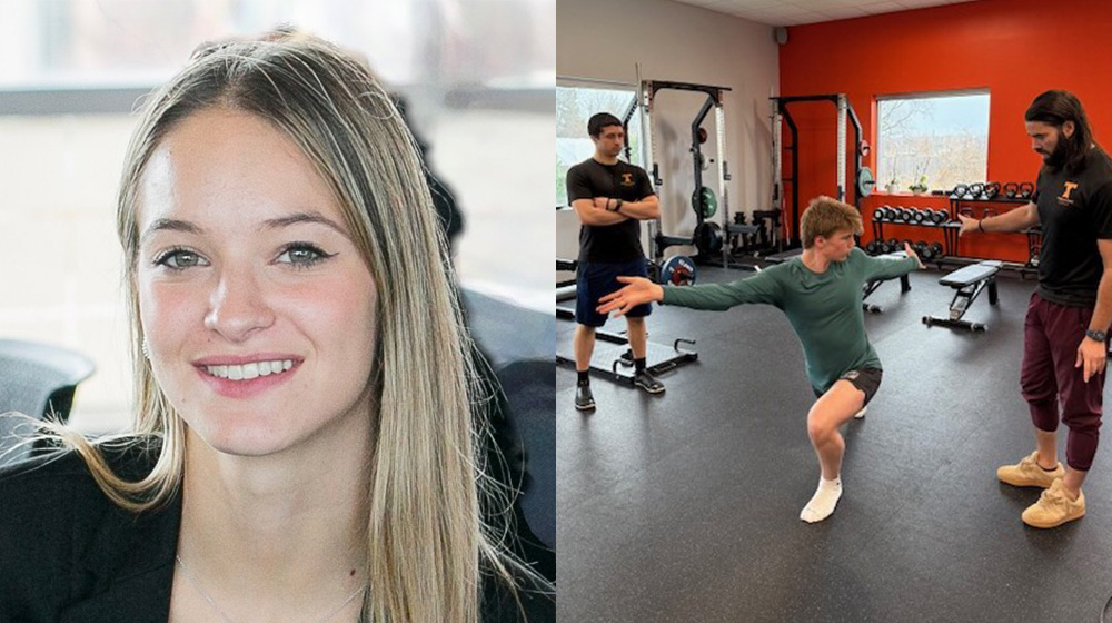 Francesca Perego Fresca Fantoni (left) and Ian Mack providing instruction to exercise science interns at Tomahawk Science (right).