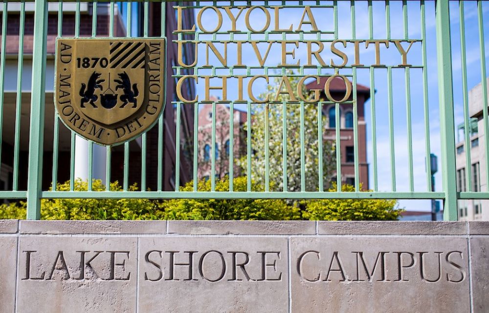 Lake Shore Campus gates with logo and crest