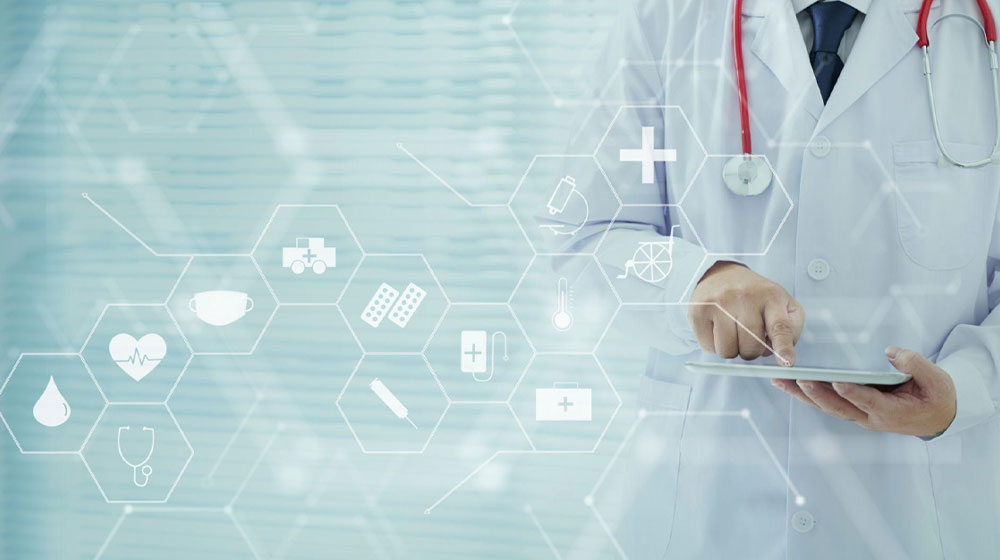 Doctor using a digital tablet screen Doctor using a digital tablet screen