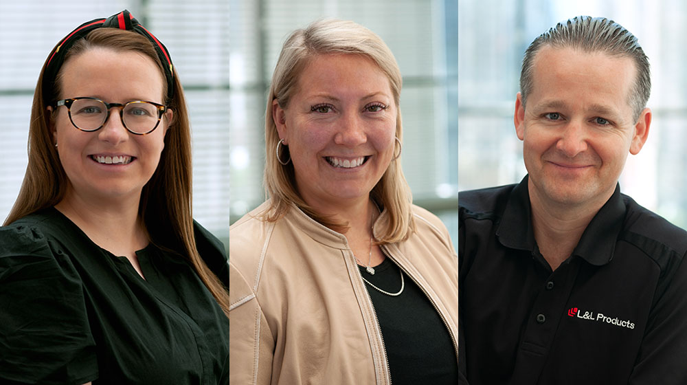 Headshots of (from left to right) Erin Buddig, Ashley Martin and Michael Schupp