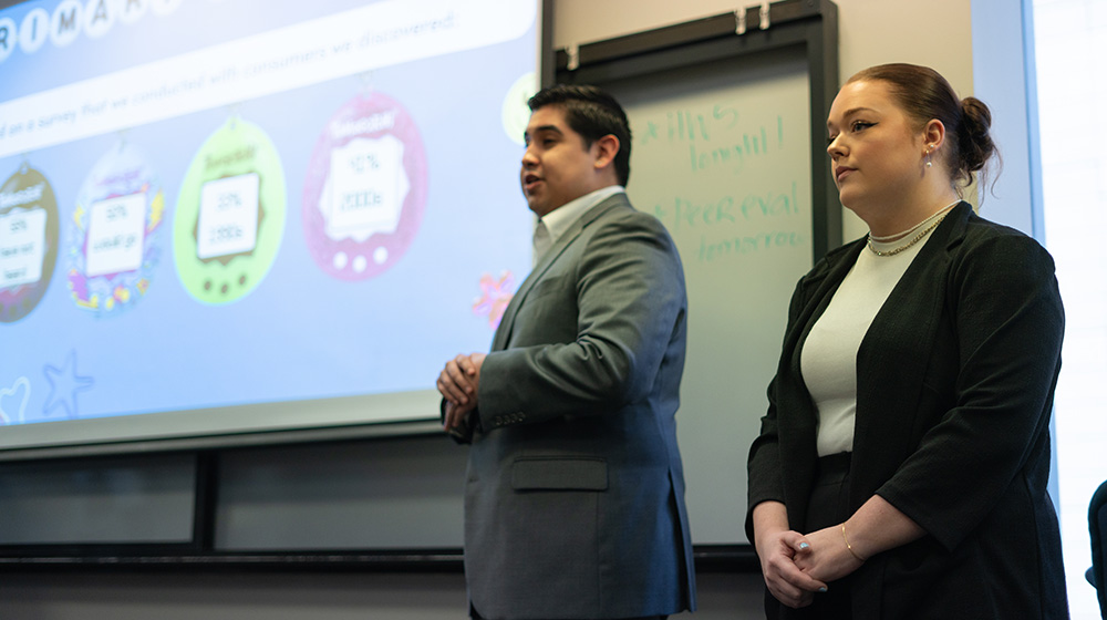 Students in Jenna Drenten's marketing class showcase marketing strategies for JoJo's ShakeBAR