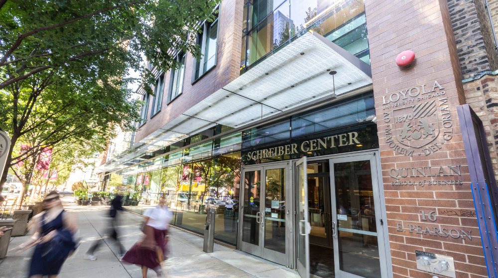 Photo of the exterior of the Schreiber Center on Lake Shore Campus