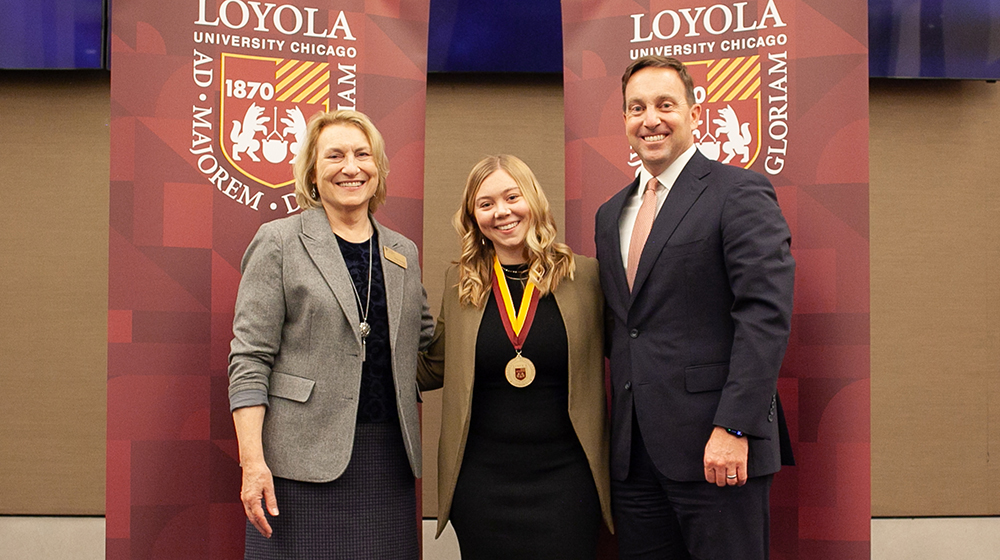 Cosette Ellis with Nancy Tuchman and President Reed