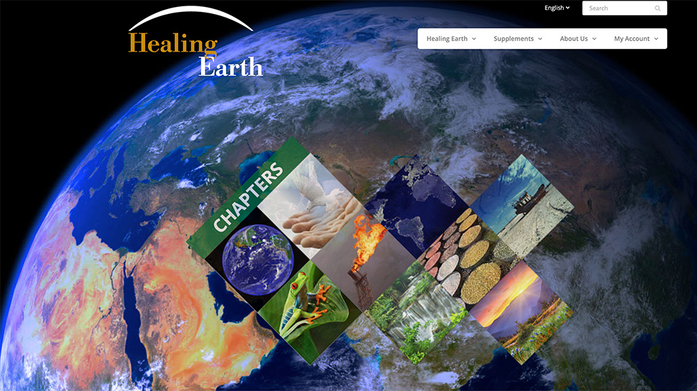 Healing Earth graphic with earth from space