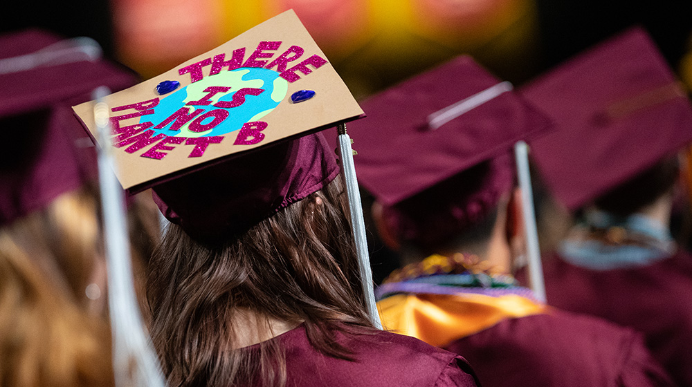 graduation cap reading 