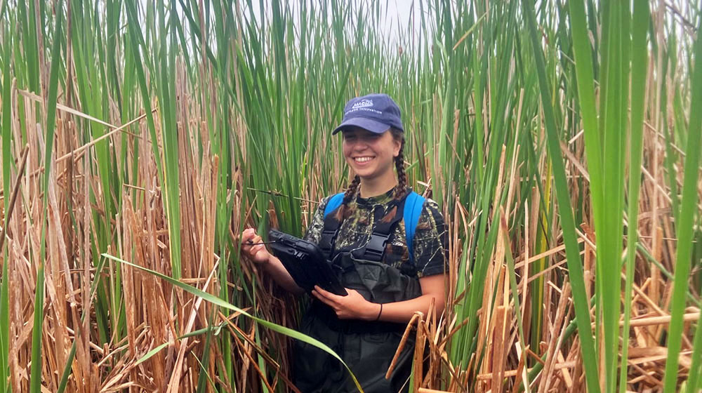 Kristina Tsakos in a wetland