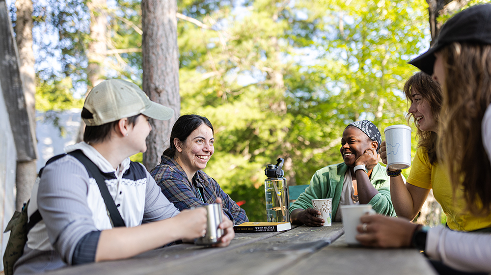 Students at a picnic table