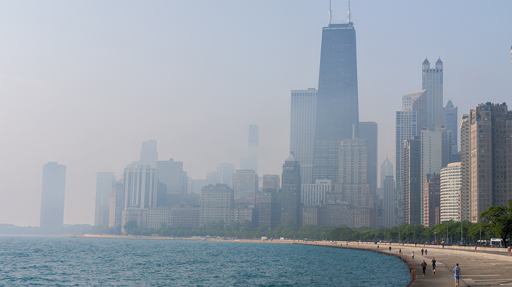 haze over the Chicago skyline