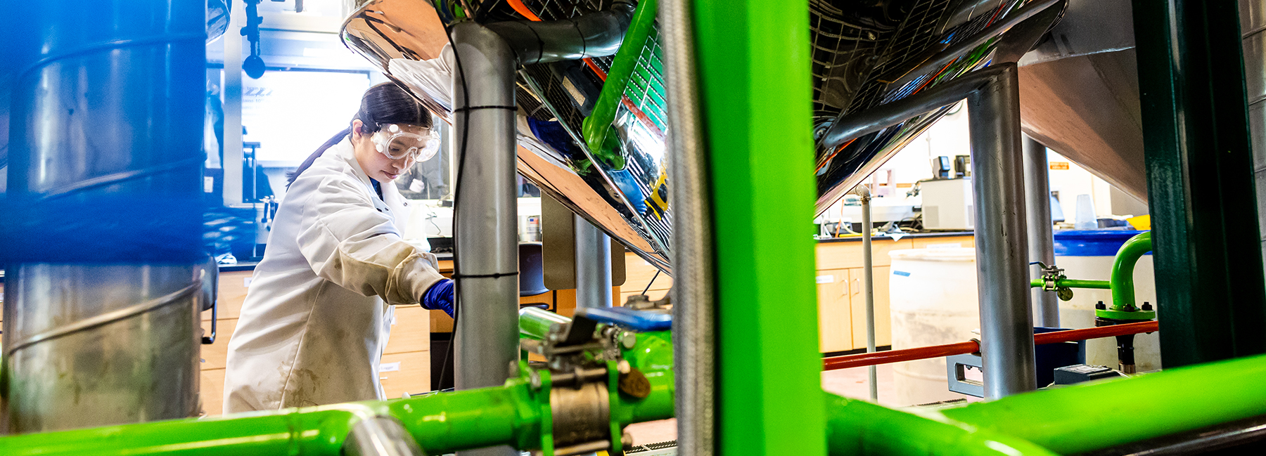 student working in the biodiesel lab