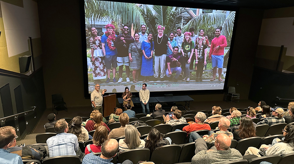 Filmmakers answer questions in the Damen cinema