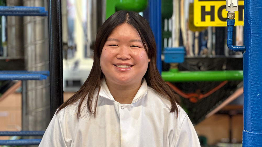 Joylyn Bon Yu in the biodiesel lab