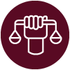Icon of a hand holding scales of justice