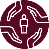 An icon of four hands on every side of a standing person.