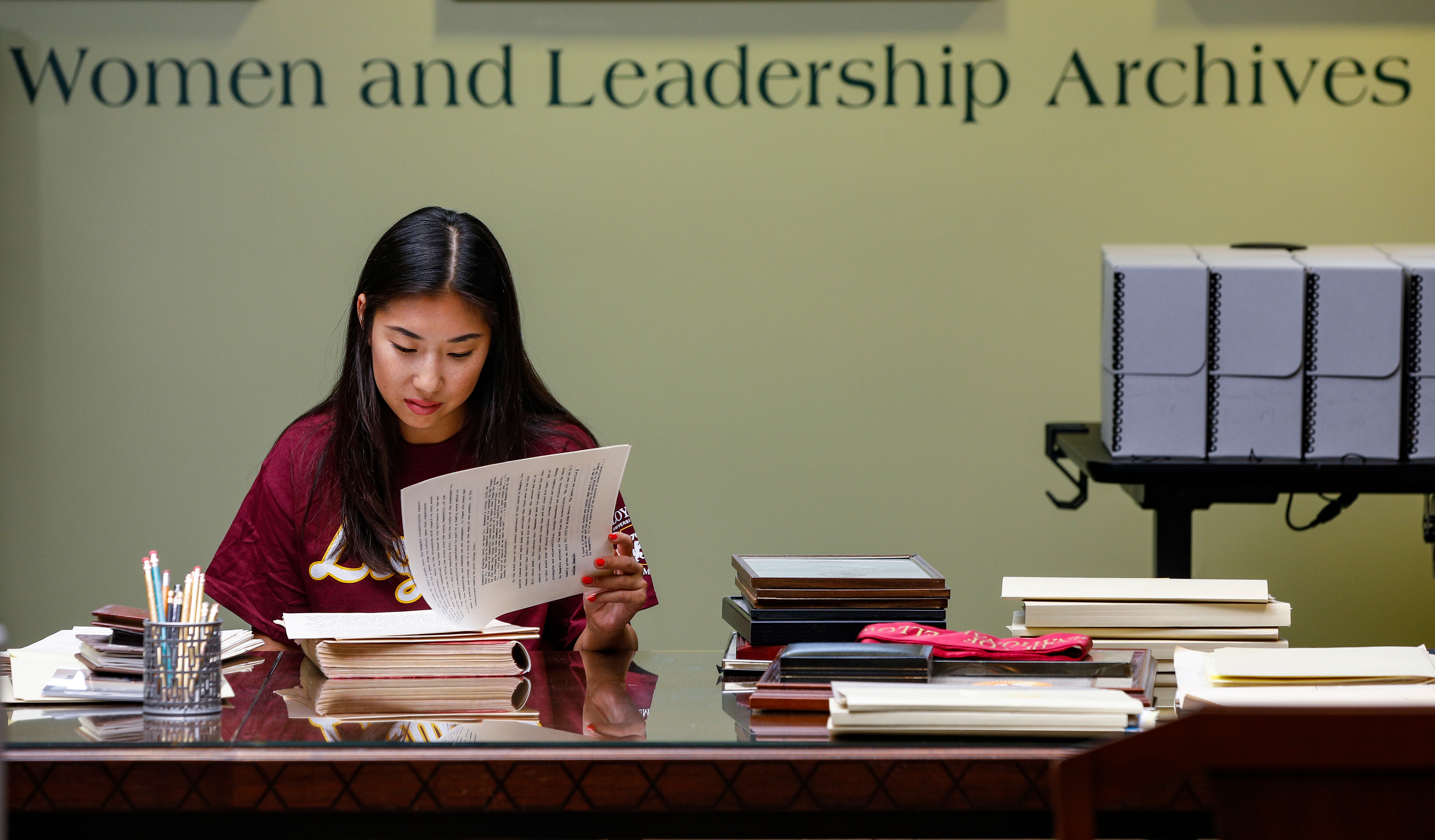 researcher in WLA reading room