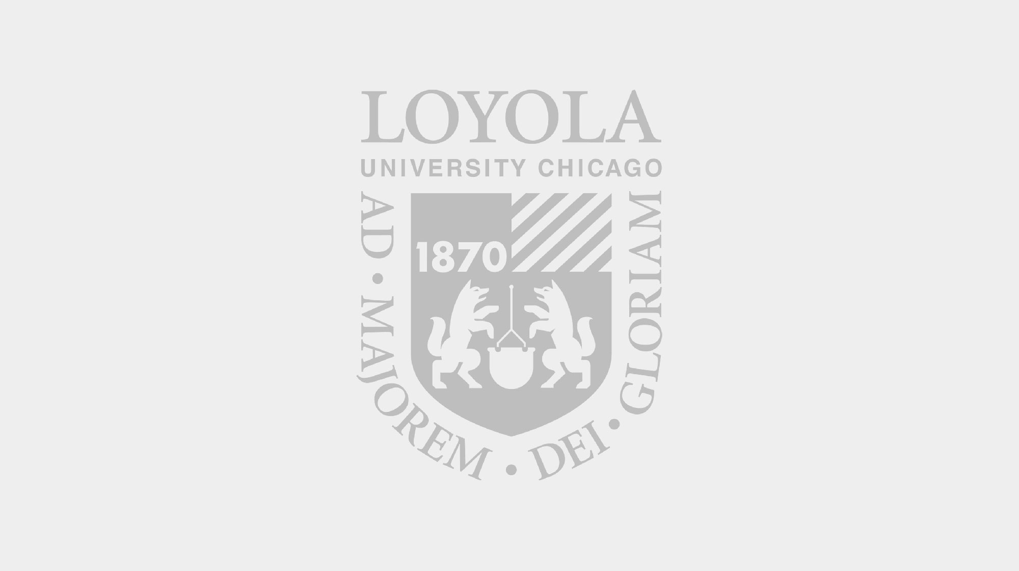 A grayscale image of the Loyola University Chicago shield in place of a student or faculty member